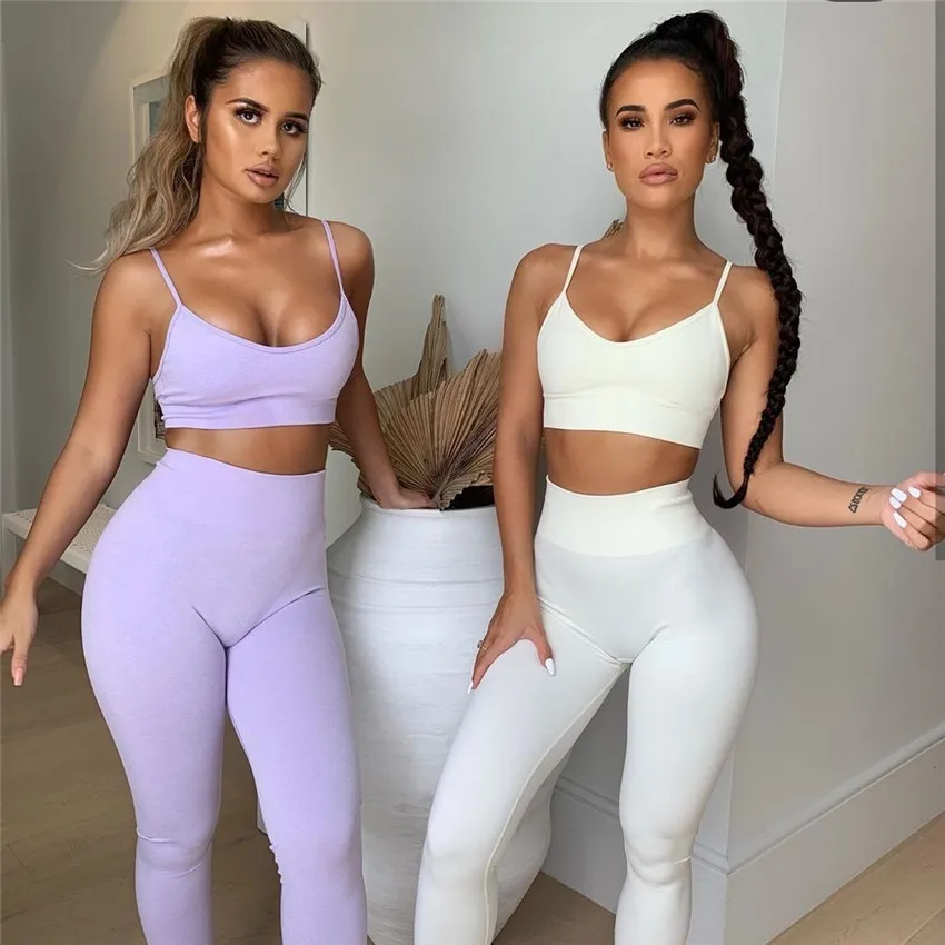 Йога Спортивный комплект из двух предметов одежды для женщин фиолетового цвета 2