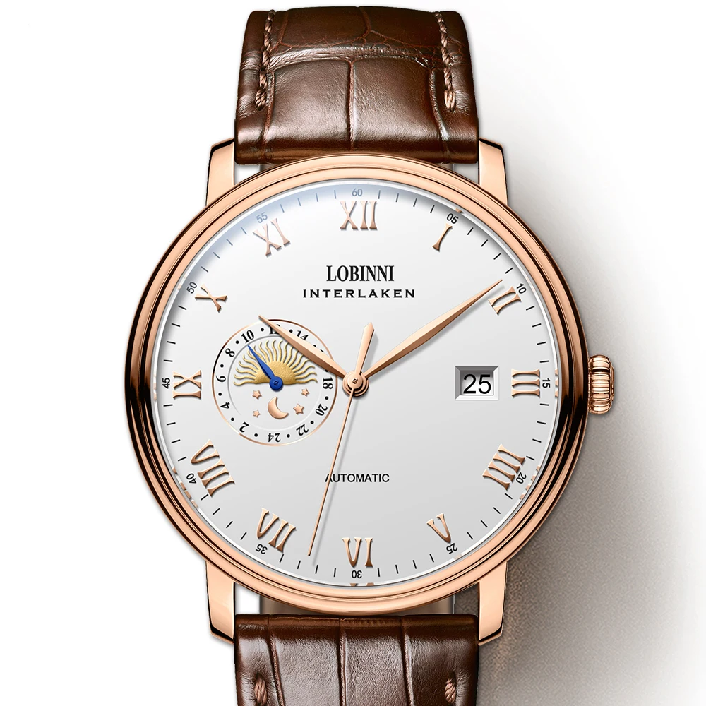 

Switzerland LOBINNI Luxury Brand Watches Men Japan MIYOTA Automatic Mechanical Men's Watch Waterproof Sapphire Moon Phase L12032