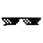 Двойные мозаичные полосатые солнцезащитные очки, игрушечные очки Thug Life, очки Deal With It, пиксельные женские и мужские черные солнцезащитные очки, забавная игрушка