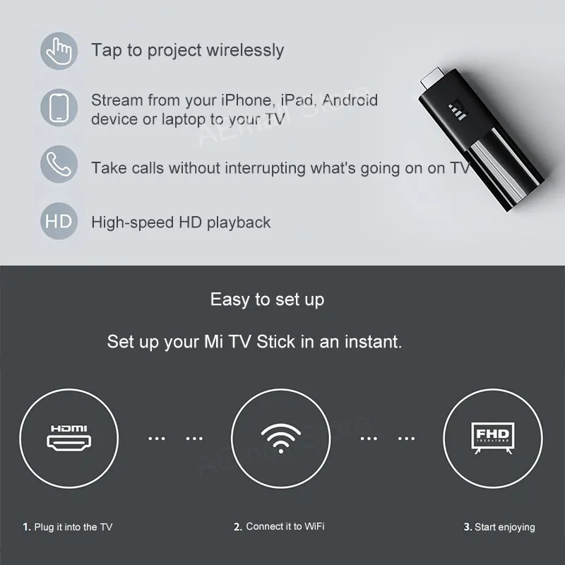 Глобальная версия Xiaomi Mi TV Stick Android 9 0 четырехъядерный 1080P Dolby DTS HD Двойное