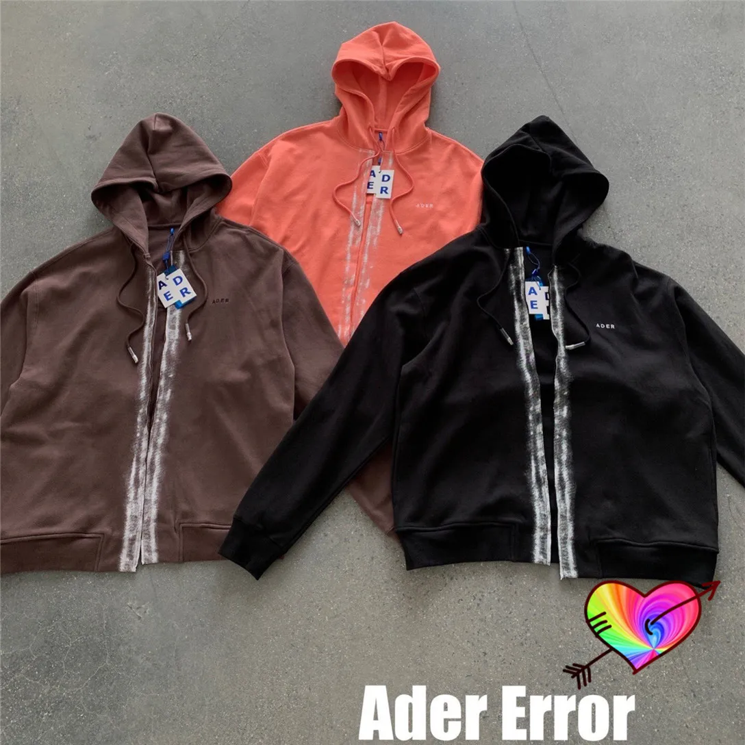 

2021 ADER ERROR Pollution Zip Hoodie Men Women 1:1 High Quality Painted Effect Adererror Hoodie Embroidered Graphic Sweatshirts