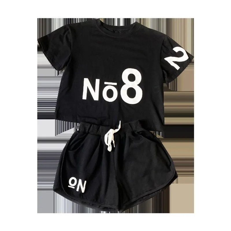 

4-16Y Summer Girls Clothing Sets Casual Teenage Girls Letter Print T Shirt + Pant 2PCS Sport Suits Kids Tracksuit Clothes CL437