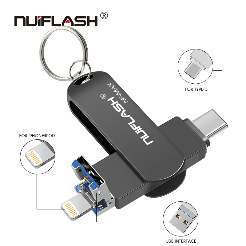 USB флеш накопитель для iPhone X/8/7/7 Plus/6/6s/5/SE/ipad 3 в 1 флешка карта памяти 16 ГБ 32 64 Гб 128 usb 2