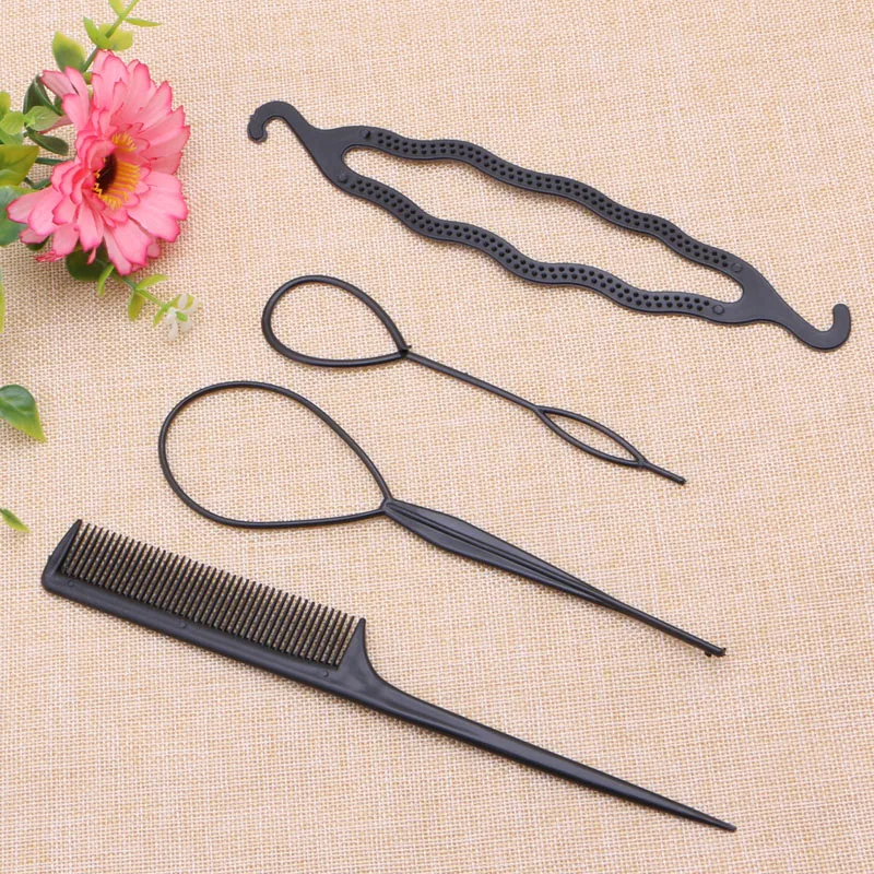 

Hair Twist Styling Clip Stick Bun Maker Braid Tool Comb Hair Accessories 4 Pcs A0NC