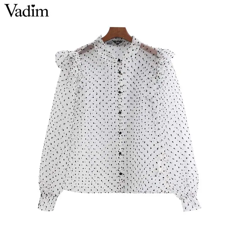 Vadim Женская стильная шикарная блузка с принтом рукав-фонарик женская
