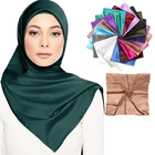 Шелковая смесь 90*90 см, квадратные шарфы, однотонный хиджаб, шарф, мусульманская одежда, тюрбан для женщин, мусульманский головной убор, шали и обертки