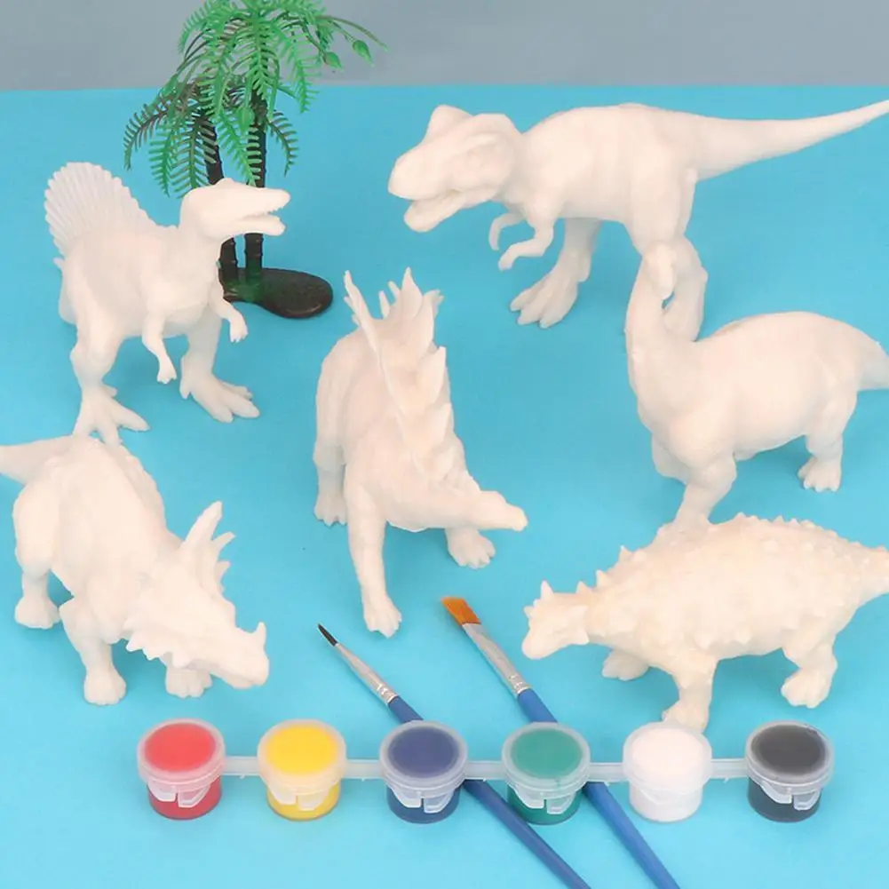 

Dinosaur Toy Lifelike Craft Plastic DIY Graffiti Dinosaur Model for Kids Children Parent-child Interactive Games Kid Gifts