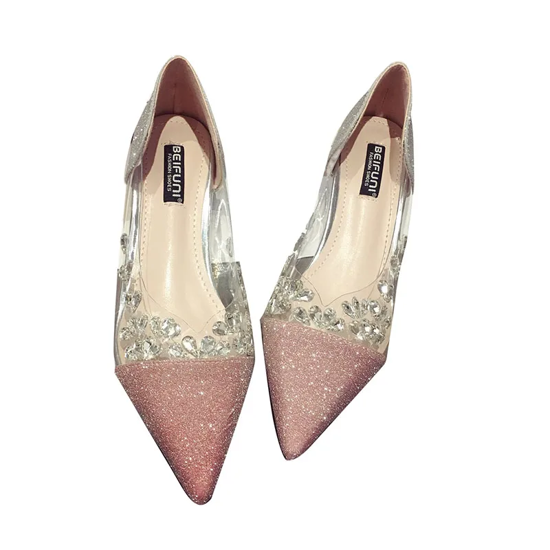 

Women's Pointed Toe Flat Shoes Fashion Brand Casual Rhinestone Low Heel Flat Shoes Slip On Ballet Flats Woman Loafers