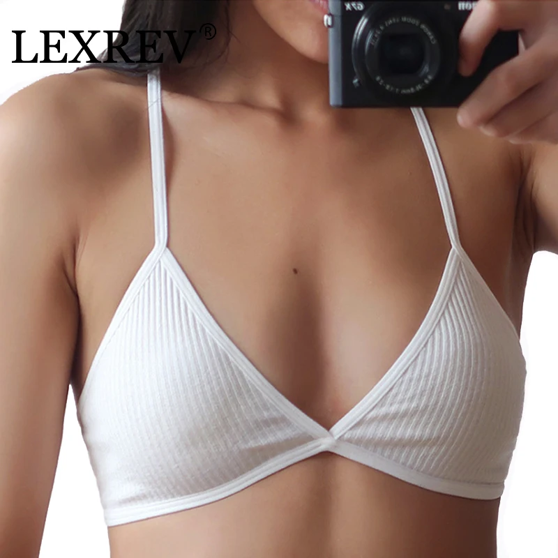 Unpadded Thin Bralette Bra Bras For Women Ribbed Bra Wireless Triangle Crisscross Back V Neck Bra Comfort Stretch Young Ladys