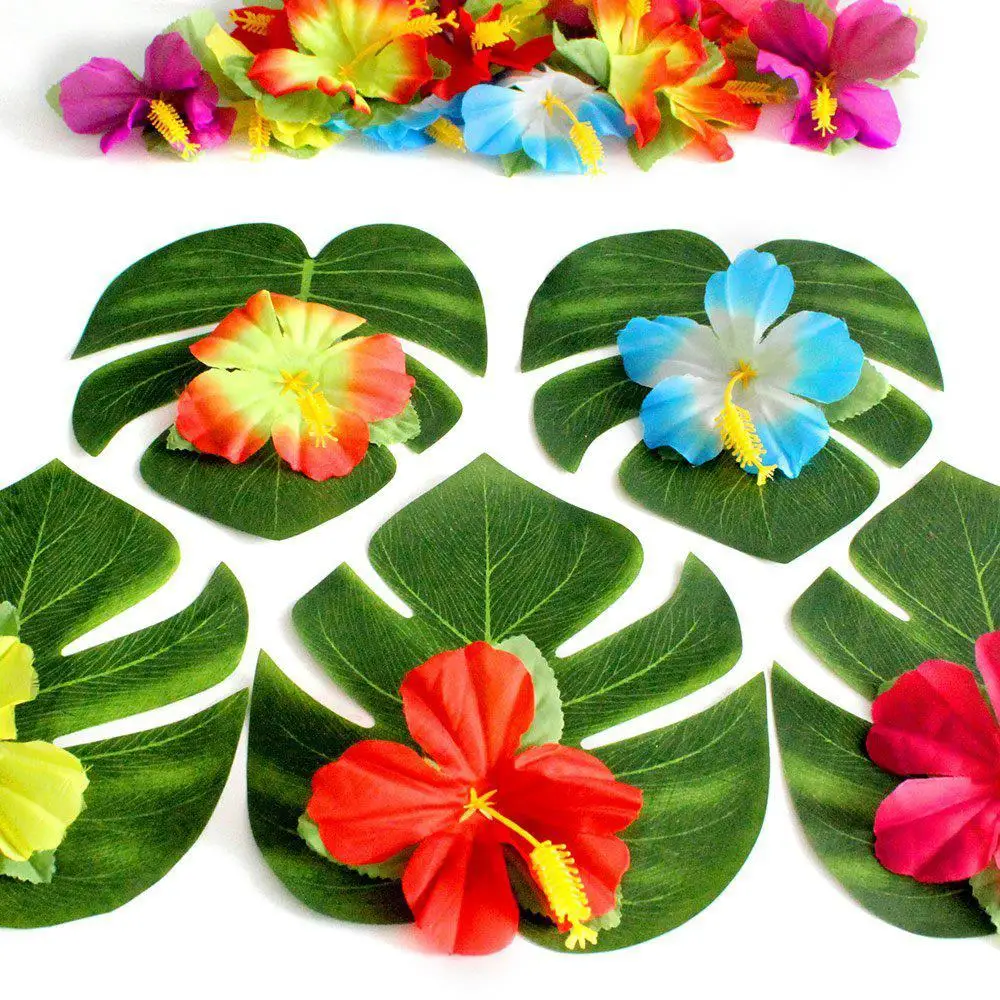 SOLEDI 30 шт. Пальмовые Листья 24 цветы гибискуса Luau Maui Моана летние пляжные