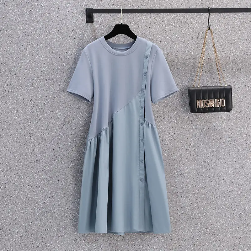 

Korean style temperament dress 2021 summer new style stitching loose design sense niche western style skirt fashion casual