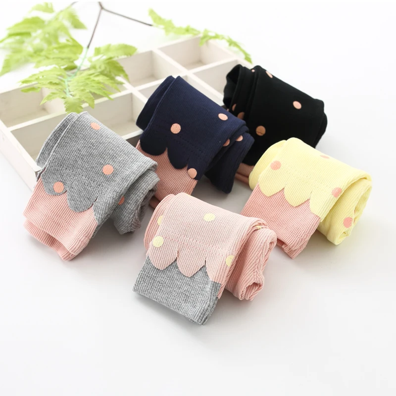 Демисезонные новые брюки для маленьких девочек вязаные в горошек новорожденных