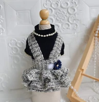handmade dog clothes pet dress classic coat knitting shirt tweed skirt fashion design grey gentlewoman style sweater poodle