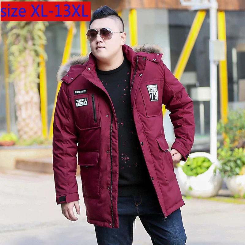 New Fashion high Quality Long Style Men Down Jacket Large Obese Thick Inner Velvet Casual Plus Size XL-10XL11XL12XL13XL |