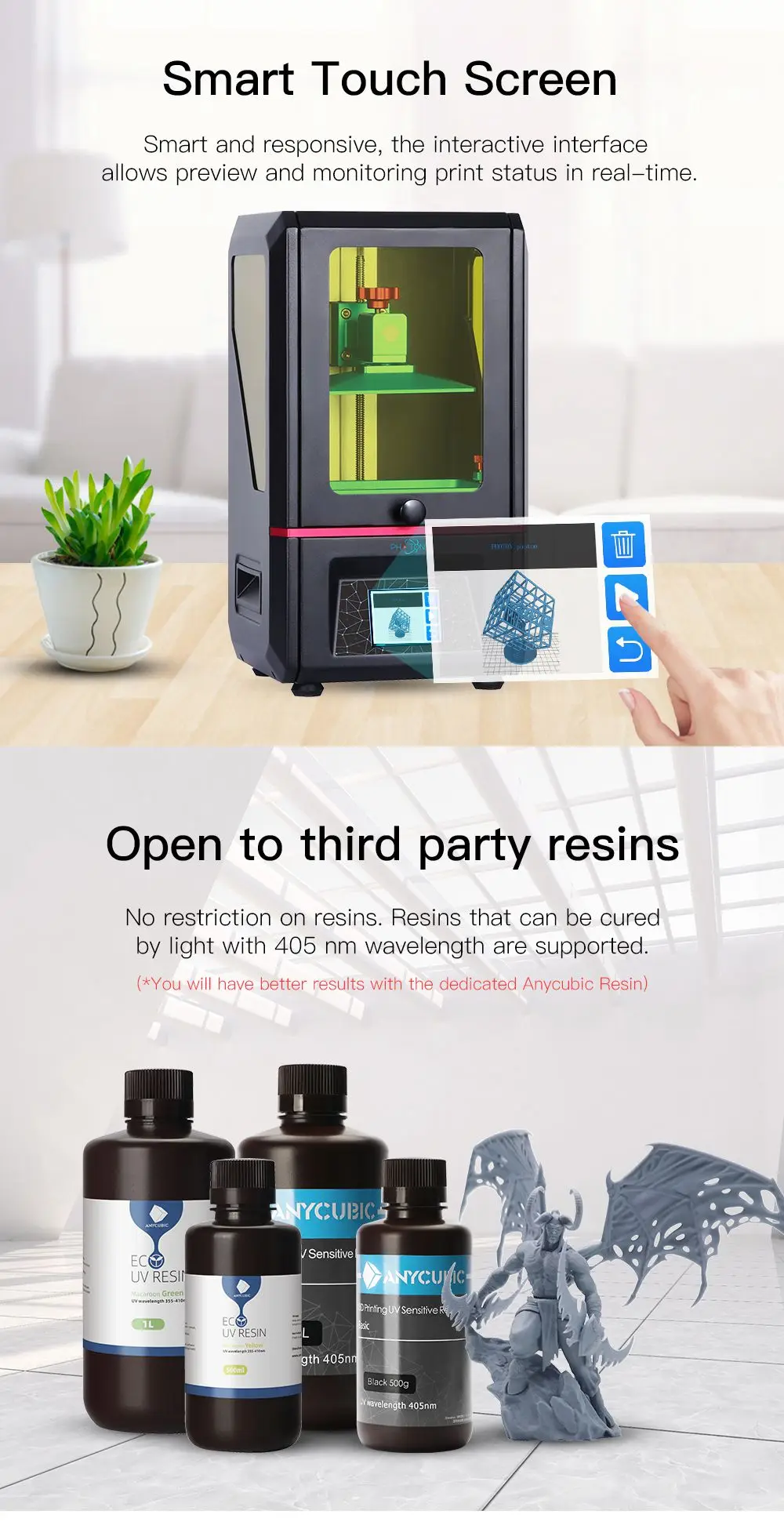 ANYCUBIC Фотон 3d принтер дешевый УФ светодиодный SLA/lcd assembb светодиодный Impresora 3D 2,8 ''цветной TFT экран 3d drucker imprimante