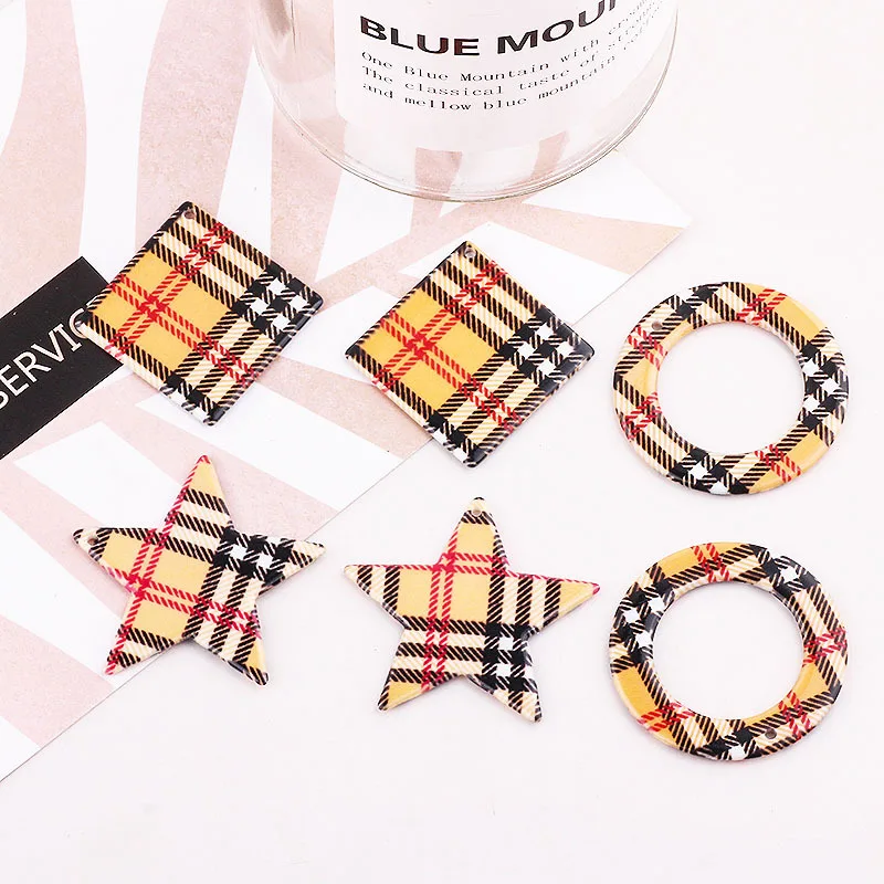 

Classical Stripes Style Geometry Resin Charms Circle Star Square DIY Jewelry Necklace Earring Ornament Accessories Pendant 40pcs