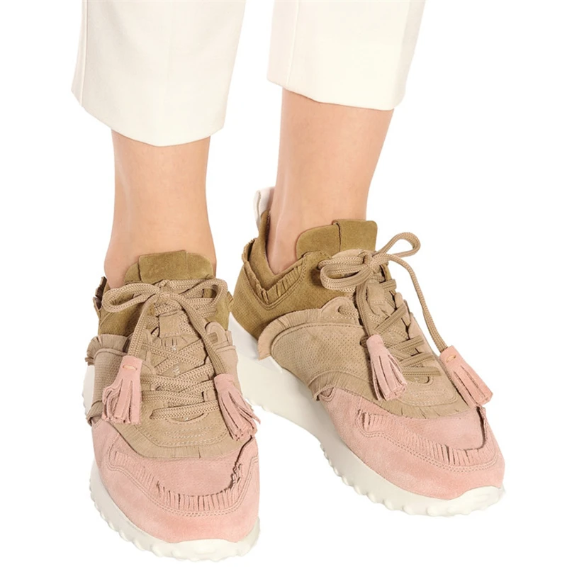 Брендовые Дизайнерские повседневные кроссовки на платформе со шнуровкой из