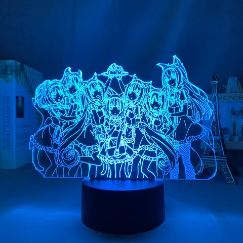 Акриловая 3d лампа аниме Nekopara для спальни, Декор, светильник, детский подарок на день рождения, манга, комната, стол, светильник Nekopara