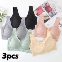 vip link 3pcs plus size latex bra seamless bras for women underwear bh push up bralette with pad vest top bra