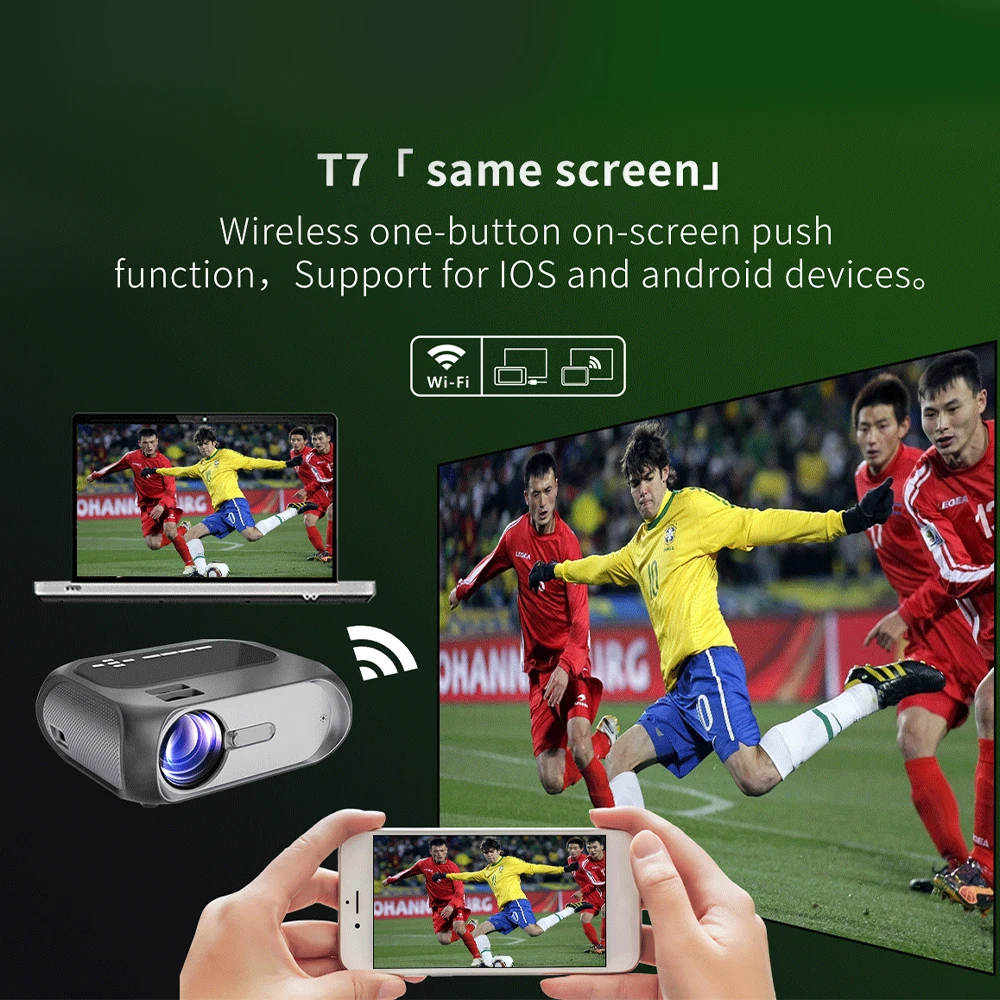 BUIANUWOD 2020 New T7 Home Theater 720P 200 ANSI LED 200'' Smart Projector Android 10 Support 4K 1080P Full HD Beamer |