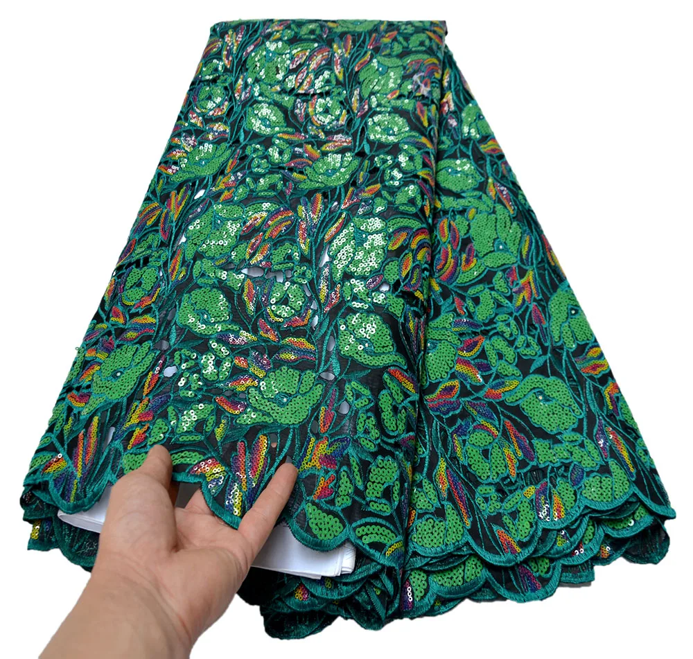 

African Organza Sequins Lace Fabric 2020 Hot Sale Black Nigerian Wedding Dress High Quality Organza lace With Colorful sequins