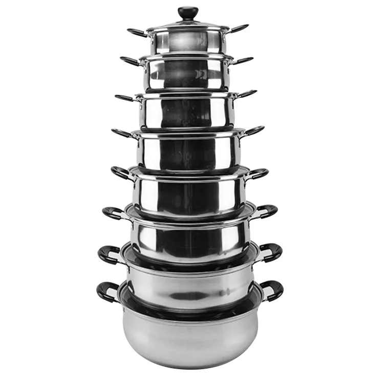 Stainless Steel Soup Pot Dual Handle Multi-Purpose Pot Set Export Foreign Trade li yipinguo 3-8PCS