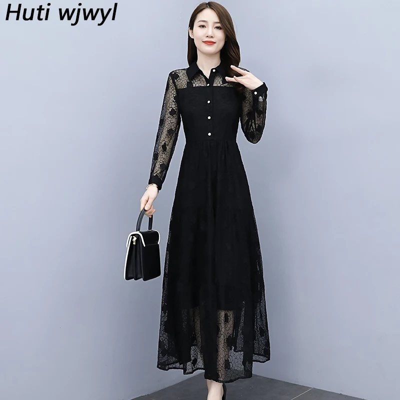 Женское кружевное платье-макси с цветочным узором