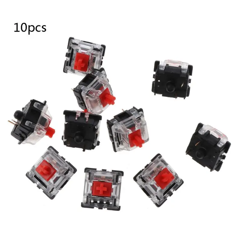 

10Pcs Mechanical Keyboard Gateron MX 3 Pin Red Switch Transparent Case 62KA