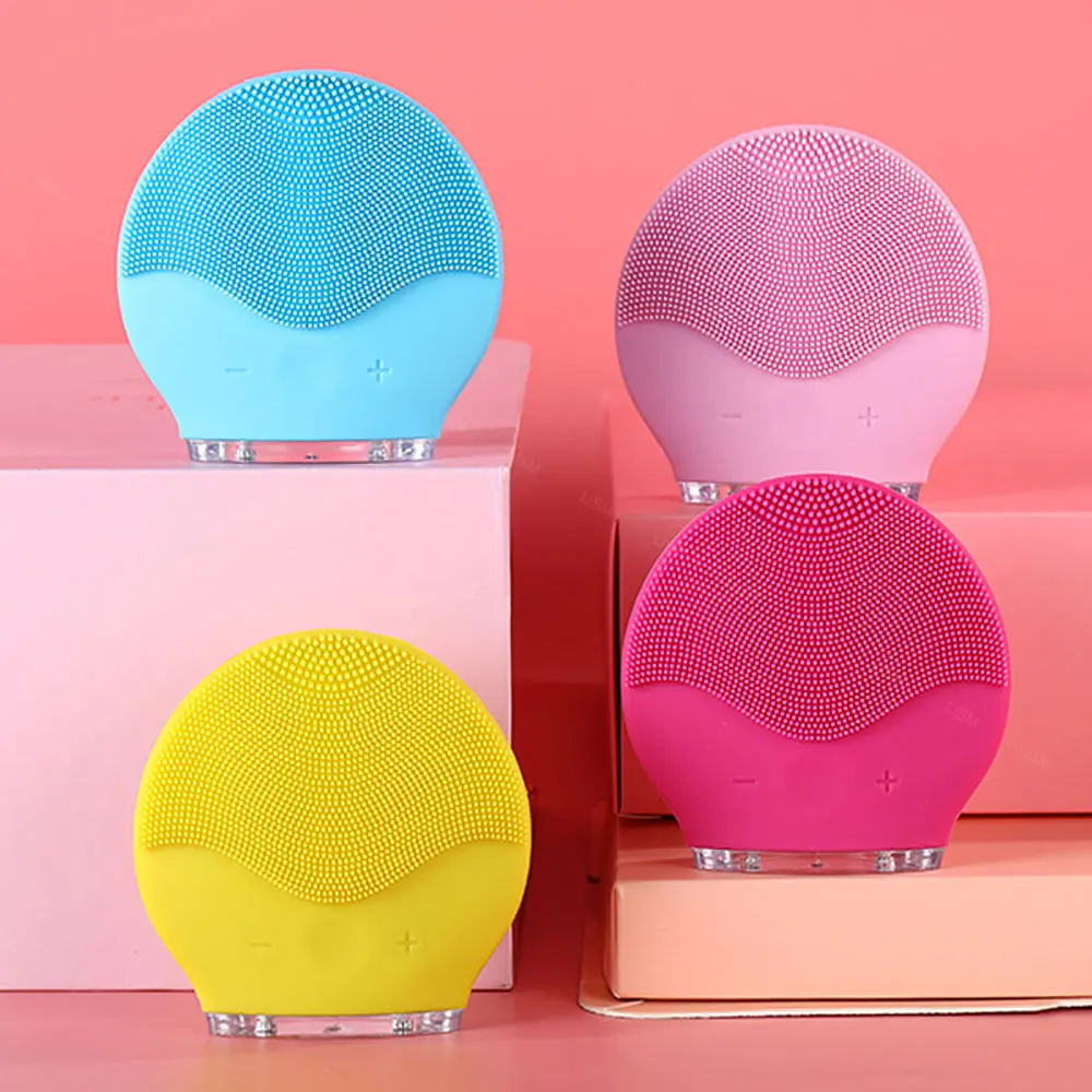 

Ultrasonic Silicone Electric Facial Cleansing Brush Sonic Face Cleanser Cleansing Skin Mini Washing Massager Brush Rechargeable