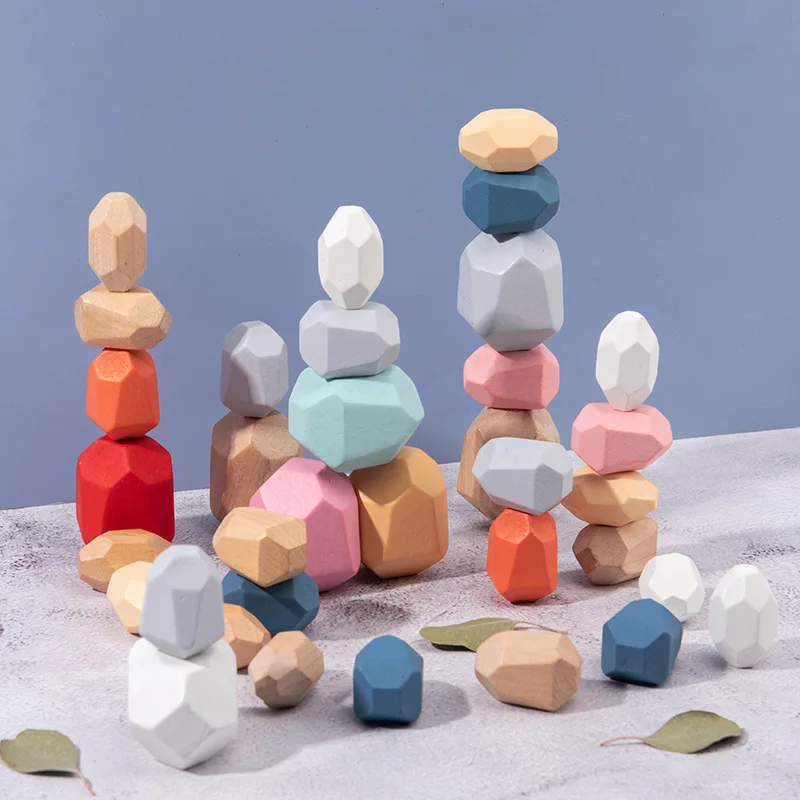 

Wooden Rainbow Stacker Baby Colored Stones Jenga Montessori Rainbow Stacking Stones Blocks Montessori Toys Balance Games