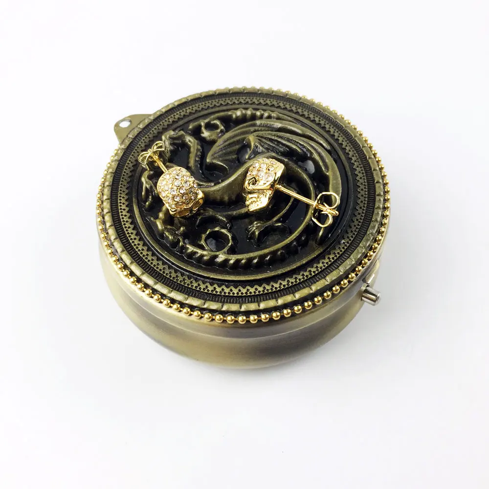 Серьги-гвоздики золотого цвета с черепом для женщин и мужчин в стиле панк Томаса