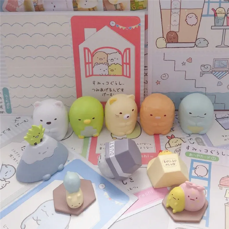 10 шт. Аниме Фигурка силиконовый Sumikko Gurashi углу биологического Гараж Комплект