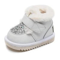 infant toddler boots winter sequin baby girls boys snow boots warm plush soft bottom genuine leather outdoor kids children shoes