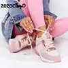 2022 Women Wedges Sneakers Lace-Up Breathable Sports Shoes Casual Platform Female Footwear Ladies Vulcanized Shoes Zapatillas 6