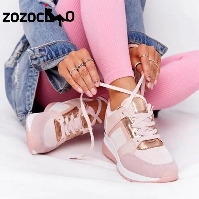 2022 Women Wedges Sneakers Lace-Up Breathable Sports Shoes Casual Platform Female Footwear Ladies Vulcanized Shoes Zapatillas 6