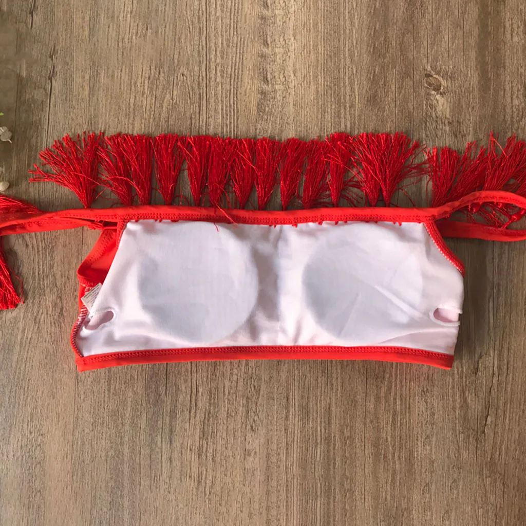 

2021 Sexy Solid Bikini Off Shoulder High Waist Strapless Sexy Bikini Women Swimwear Two Piece Women Swimsuit Padded Bathing Suit