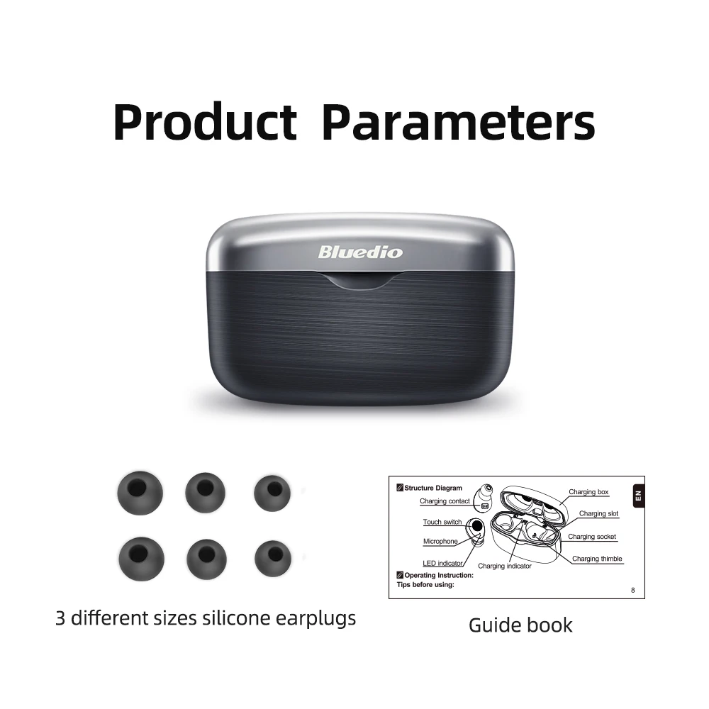 

Bluedio Bluetooth Earphones True Wireless APTX 5.0 TWS in-Ear Earbuds IPX6 Waterproof Mini Headset HIFI stereo sound earphones