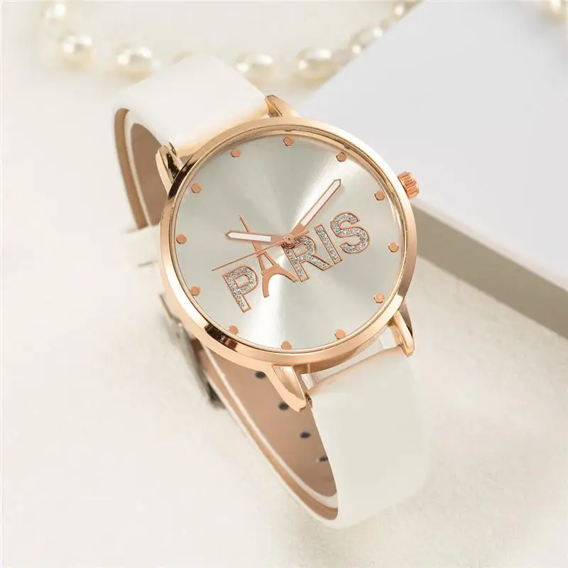 Часы наручные женские кварцевые водонепроницаемые с кожаным ремешком - купить по