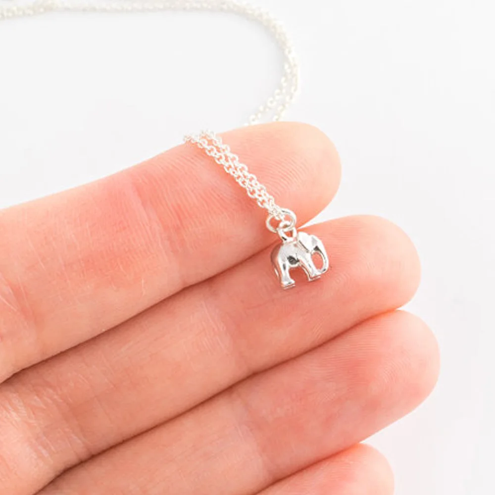 Серебряное ожерелье с подвеской в виде слона | Маленькое минималистическое