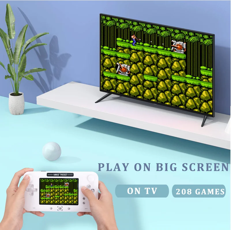 

Portable Pocket 8 Bit 4.0'' Retro TV Family AV Output Handheld Video Game Console Players Built-in 208 Classic Games Dual Rocker