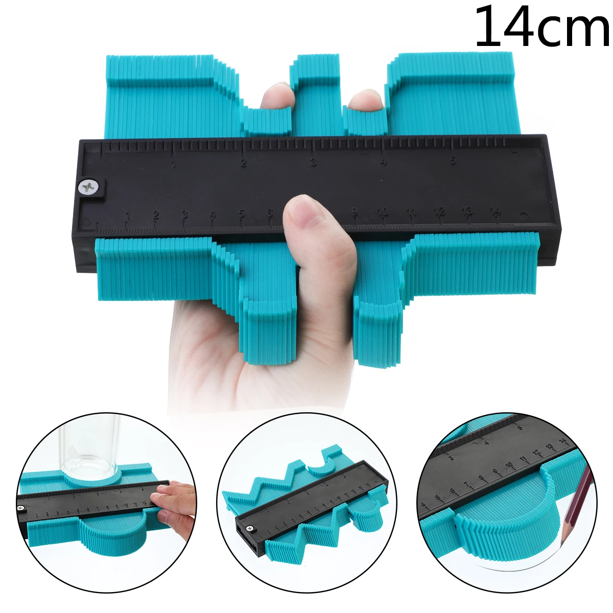 14cm green 12/14/25/50cm Plastic Profile Gauge Contour Gauge Duplicator Profile Ruler For Copying Irregular Shape Wood Marking Tool Tilimg - Цвет: 14cm green