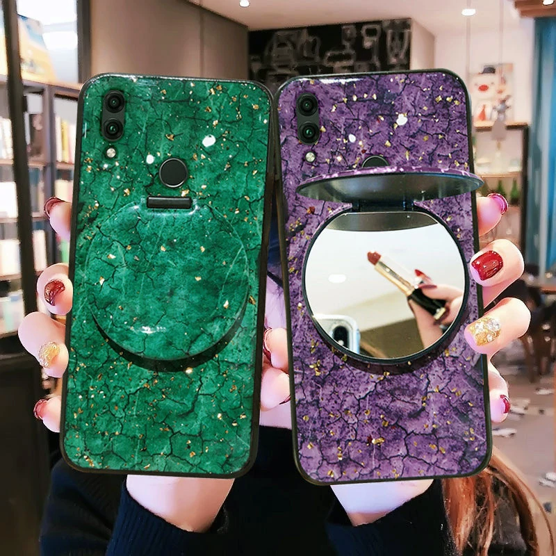 Роскошное блестящее Мраморное зеркало для макияжа Huawei Honor 30i 7X 8A 8X 8xmax 9A 9X 9S 9C 10 10i 20