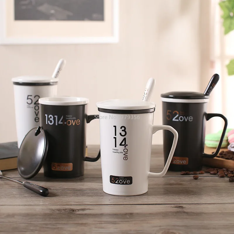 

Couple High Quality Ceramic Mug Creative Milk Coffee Cup Large Capacity Personality New Black and White Gift Cup