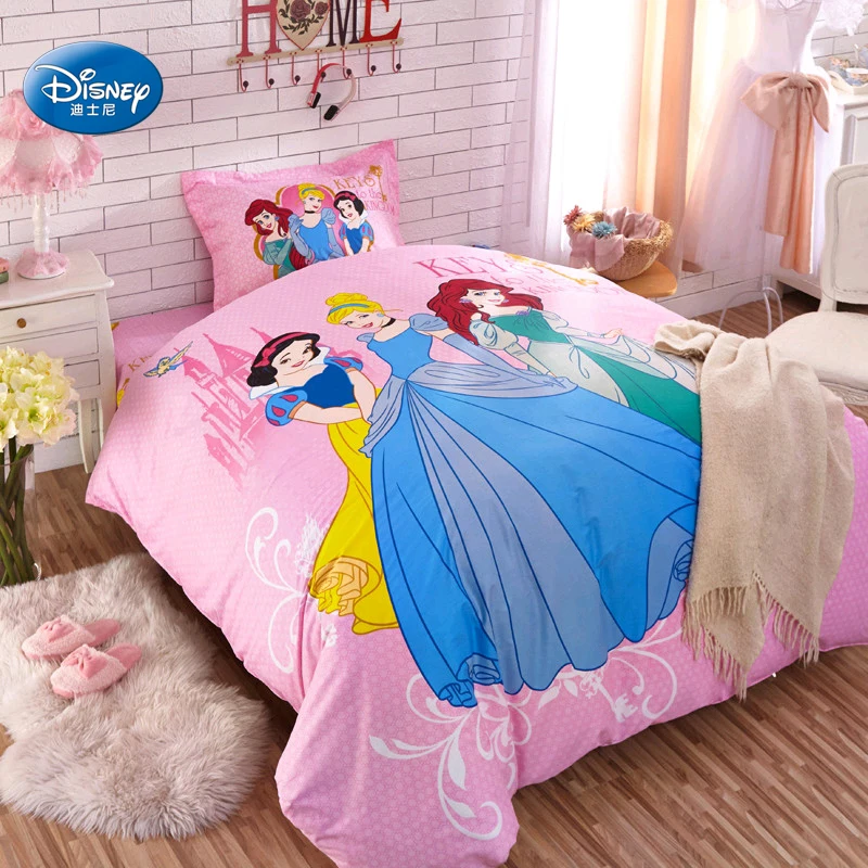 Disney Lovely Three Princess Pattern Bedding for Girls Bedroom Decoration Duvet Quilt Cover Pillowcase Bed Sheet Home Textile