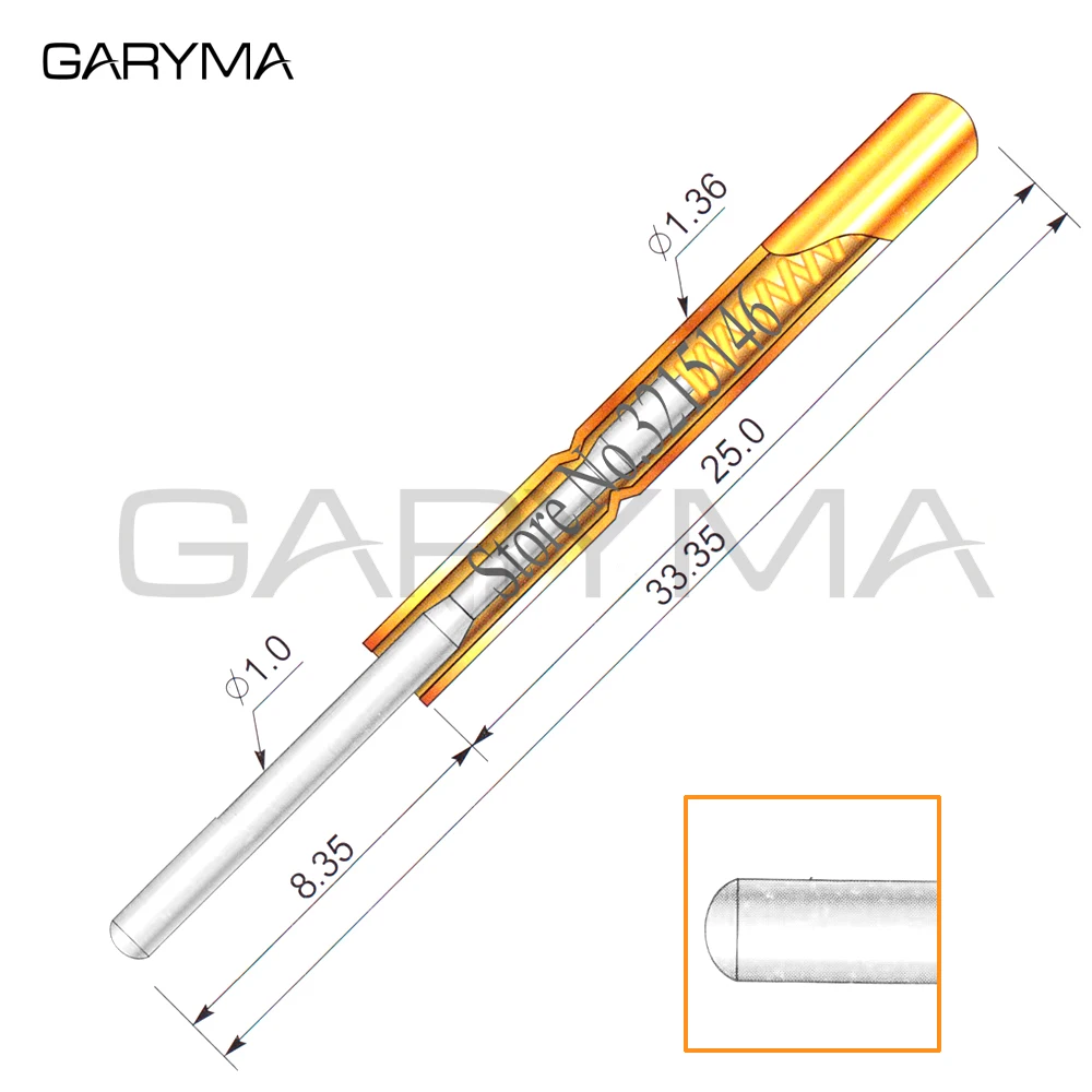 100 шт. в упаковке диаметром 1 0 мм Φ Пружинные тестовые щупы Pogo Pin длина 33 35