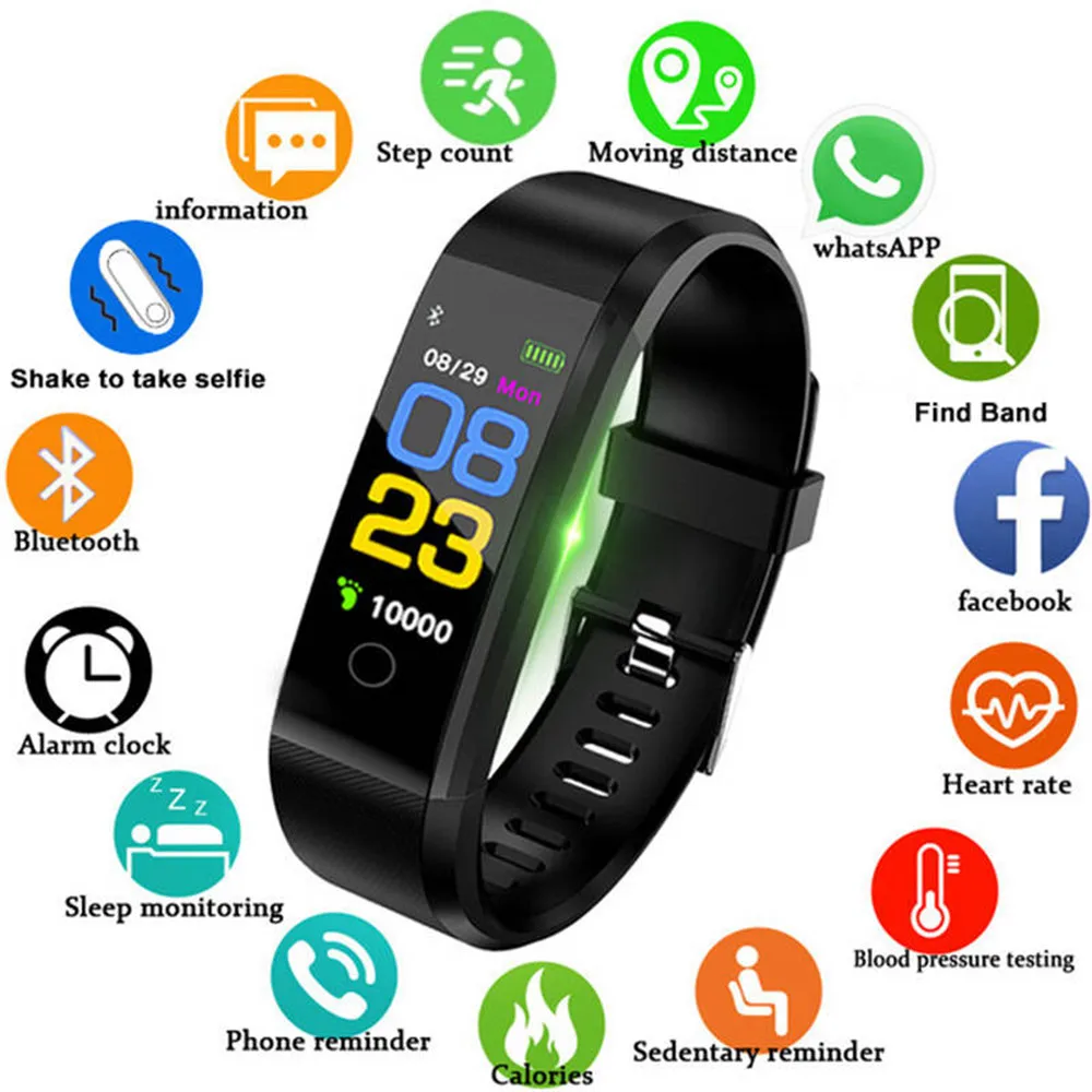 

2021 Sports Bracelet Pedometer Heart Rate Blood Pressure Sport Smart Band Fitness Tracker For Children Men Women Watch Hours
