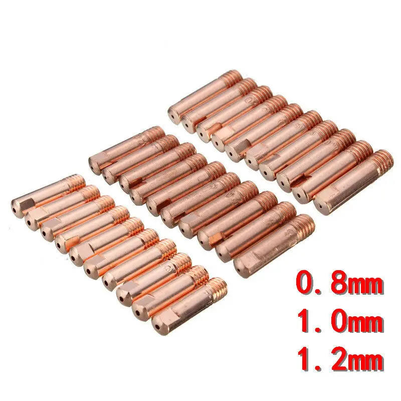 

20pcs MB-15AK M6*25mm MIG/MAG Welding Torch Contact Tip Gas Nozzle 0.8/1.0/1.2mm