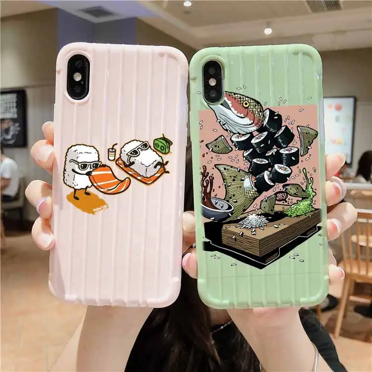 Японский чемодан на колесиках для суши текстурный чехол телефона IPhone 11 Pro Max X XS MAX 8