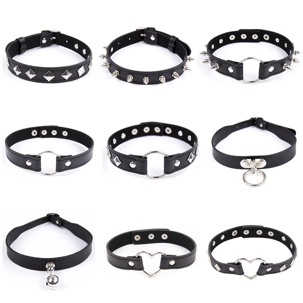 Из искусственной кожи пикантные кожанный ошейник шею ограничения рабский Фетиш