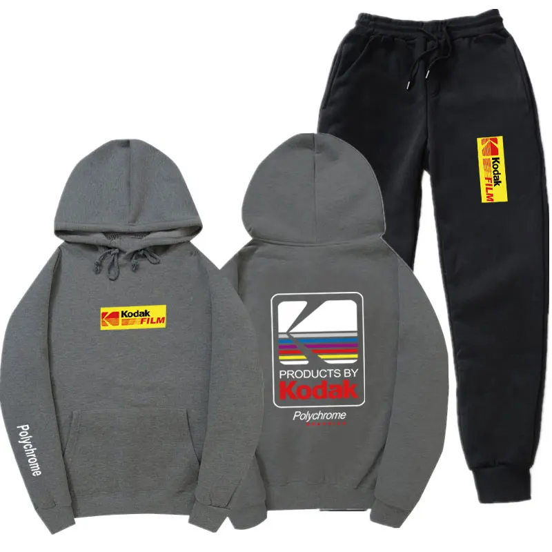 Dark gray MK098 Японский уличная Толстовка Комплект Спортивный костюм для мужчин термальная спортивная одежда наборы Kodak толстовки и брюки Повседневный свитер спортивный костюм - Цвет: Dark gray MK098